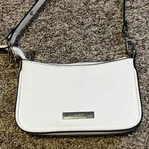 Aldo White Leather Mini Crossbody Bag – Classic & Chic